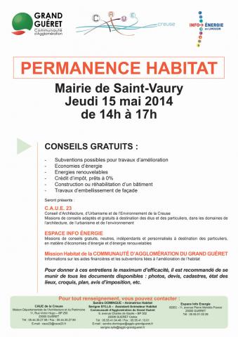 Affiche permanence habitat Saint-Vaury