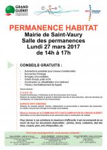 Affiche permanence habitat Saint-Vaury 27 mars